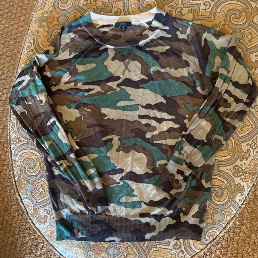 J Crew camo merino sweater